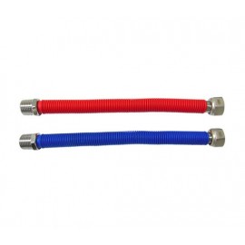 KIT CONEXIÓN FLEXIBLE EXTENSIBLE PREMIUN FM 1-2 25-50CM AC INOX CUBIERTA PVC ROJO -AZUL